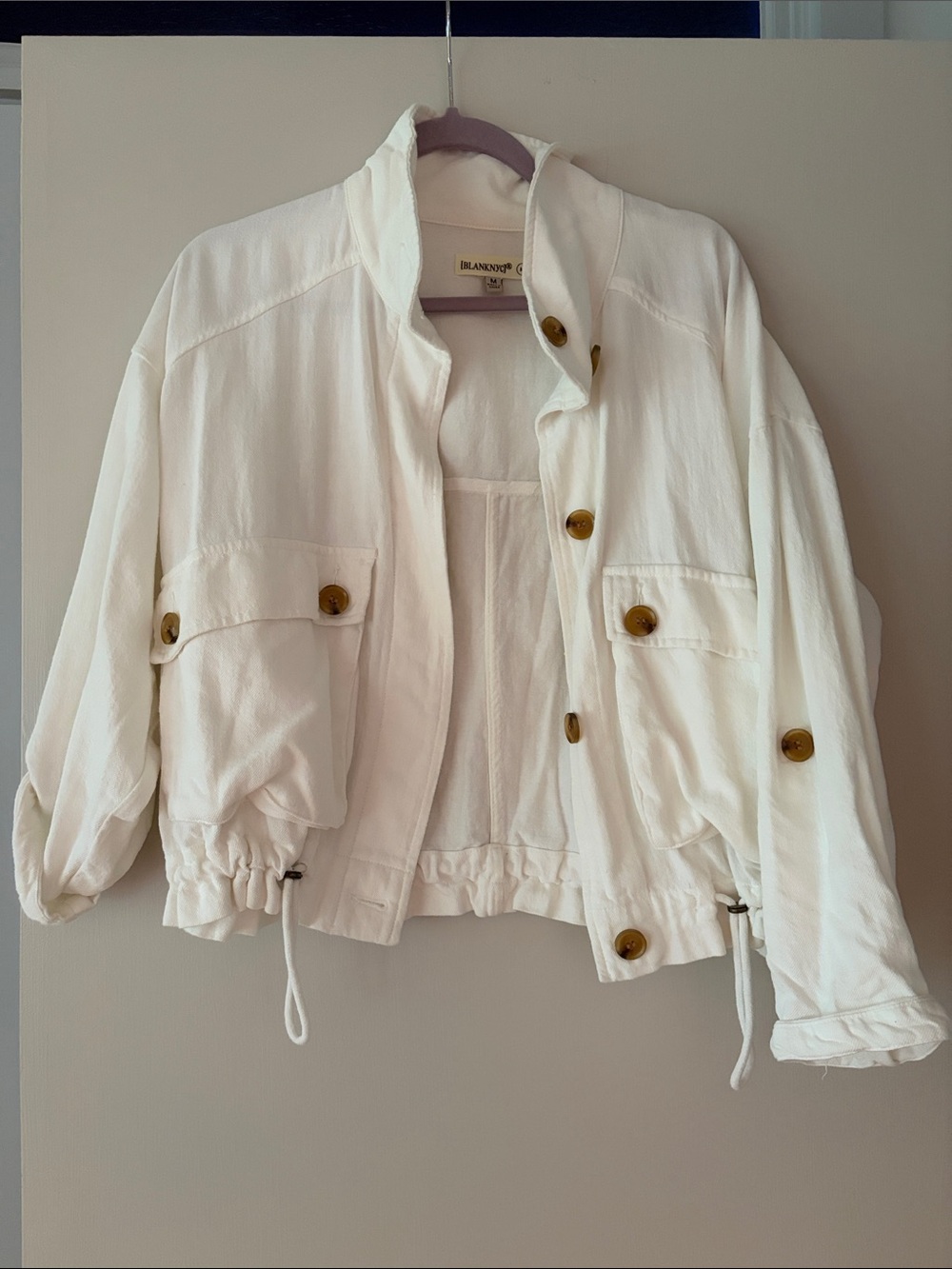 Blank NYC Cream Utility Jacket with Button Front
